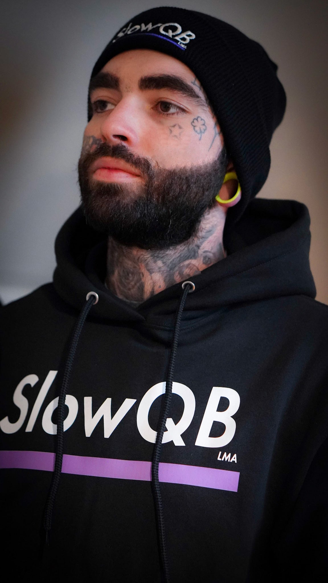 "SlowQB" Hoodie Black Fleece High Quality Supreme Black Purple Little Miss Airsoft